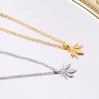 maple leaf pendant necklaces for women men trendy mirror surface o chain titanium steel pendant necklace fashion jewelry gifts