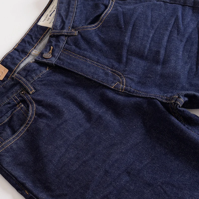 Мужские прямые темно-синие джинсы