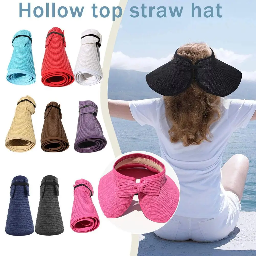 

New Women Summer Visors Hat Sun Hat Wide Large Brim Beach Hats Straw Foldable Hat Chapeau Femme Beach UV Protection Caps