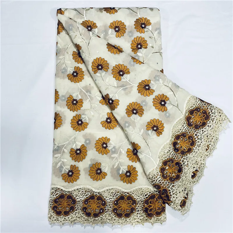 

5 yard Swiss lace fabric latest heavy beaded embroidery African 100% cotton fabrics Swiss voile lace popular Dubai style 2L06041