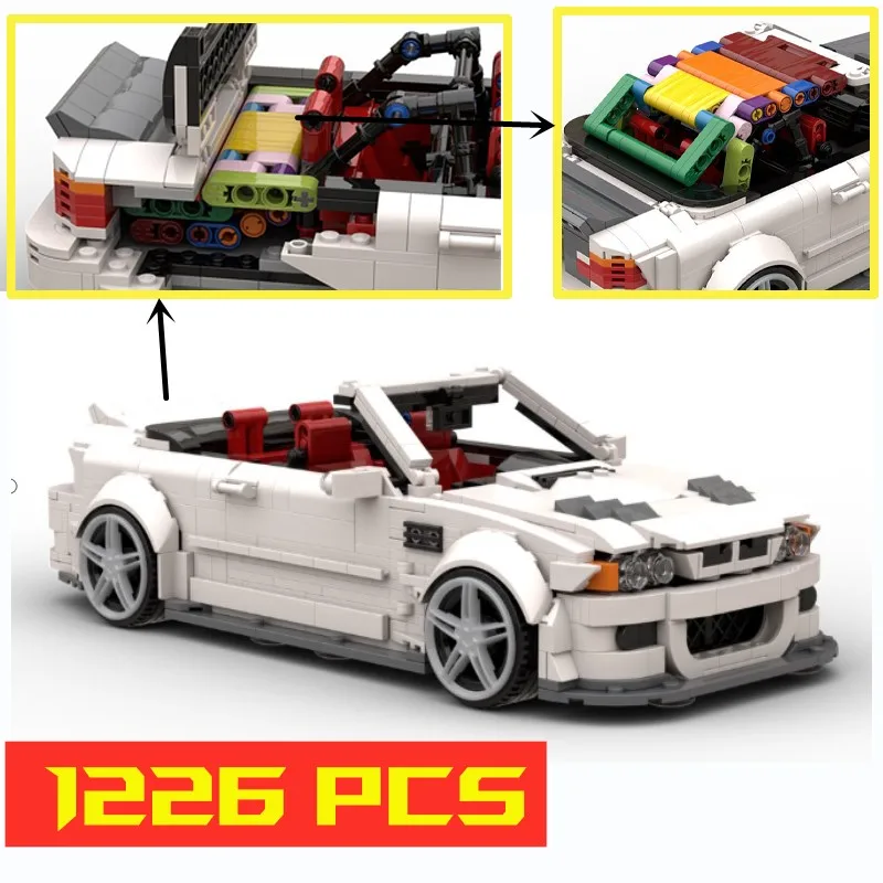 

New 1226PCS E46 M3 Cabriole Supercar Racers Vehicles Sports Car Fit MOC-49496 h Model Building Blocks Bricks Toys Gift Kid