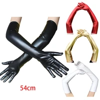 fashion women sexy faux long leather gloves stretch pu punk rock hip hop gloves disco dance mittens cosplay gloves accessory