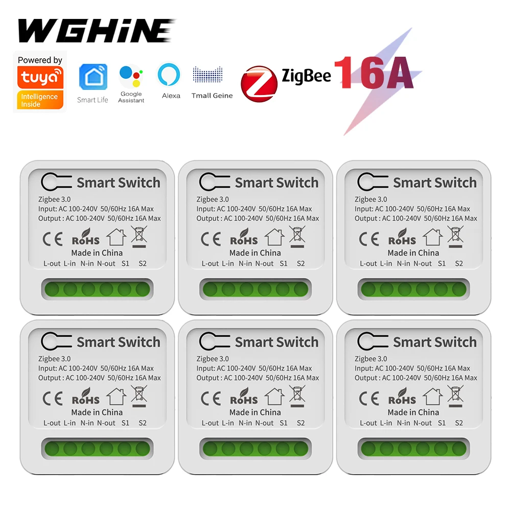 

Tuya Zigbee WiFi Smart Switch 16A Breaker Timing Remote Control For Smart Home Compatible With Alexa Google Home Alice SmartLife