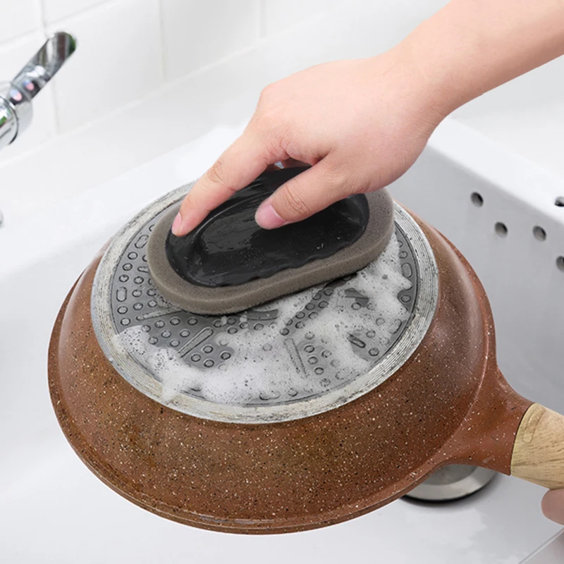 

Kitchen Magic Emery Sponge Brush With Handle Cleaning Brush Pan Pot Grinder Knife Cleaner Strong Decontamination Brushes Descal