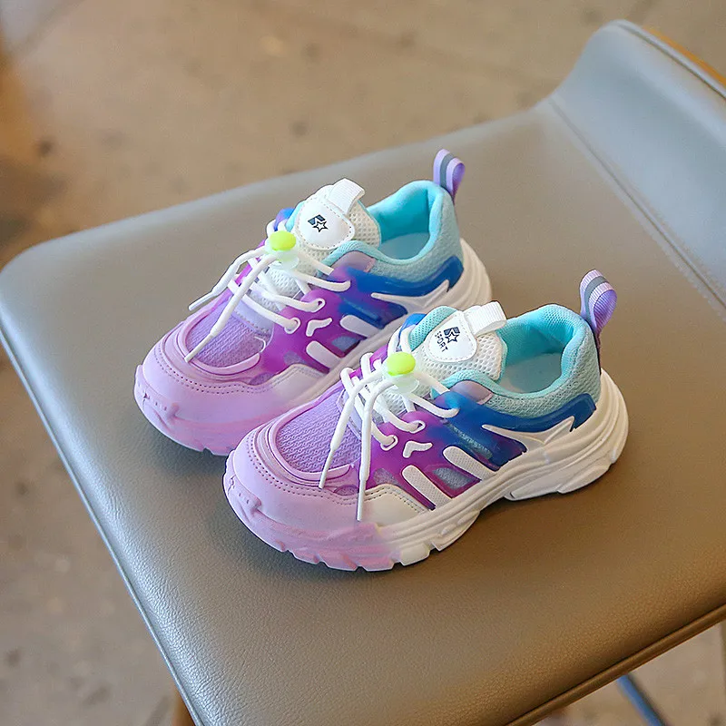 2022 Autumn Fashion Purple Platform Sports Shoes for Girls Outdoor Children's Sneakers Boys Breathable Kids Shoes basket enfant