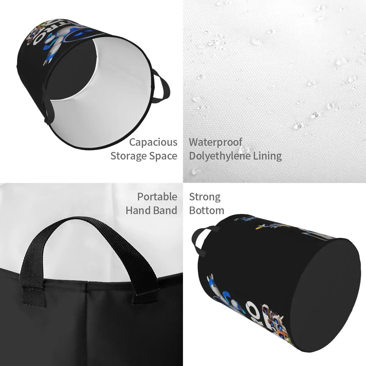 Изготовленная на заказ корзина для белья Astros Bots видеоигр складная детская