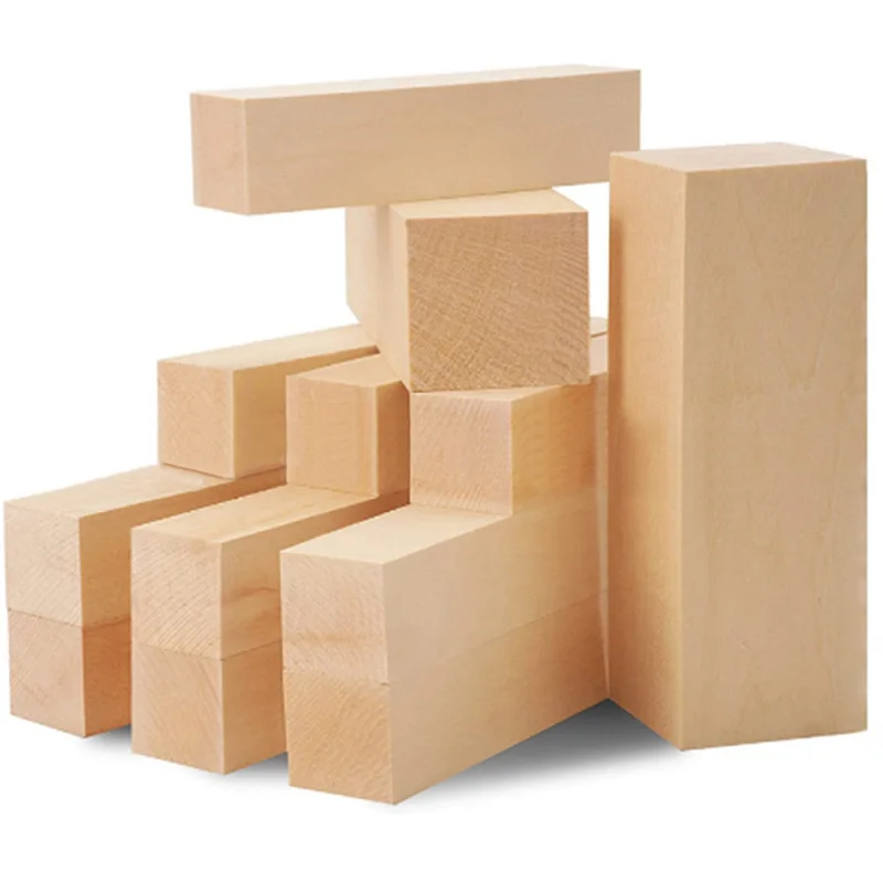 

12PCS/lot Mixed Size Unfinished Wood Block DIY Handmade Making Materials Carving Practice Wooden Model