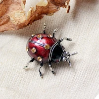 red seven star ladybug insect animal woman brooch enamel pin brooch backpack fashion temperament decorative jewelry wholesale
