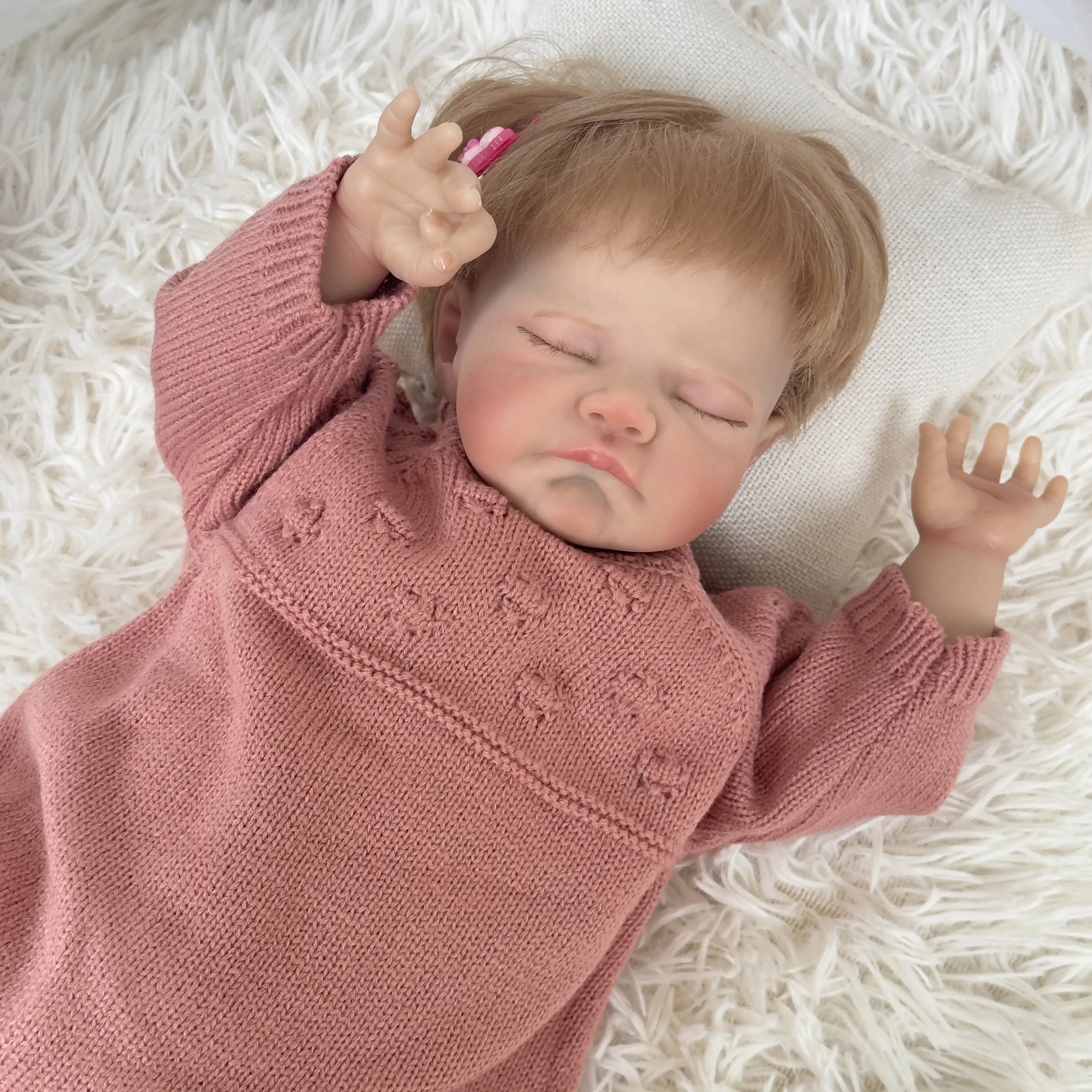19-дюймовая кукла August Sleeping Reborn с мягким телом уже окрашенная готовая 3D-картина
