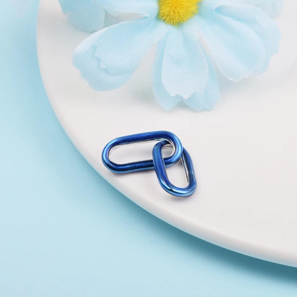 

925 Sterling Silver ME Blue Double Link Only Fits European Me Type Jewelry Bracelets Necklaces