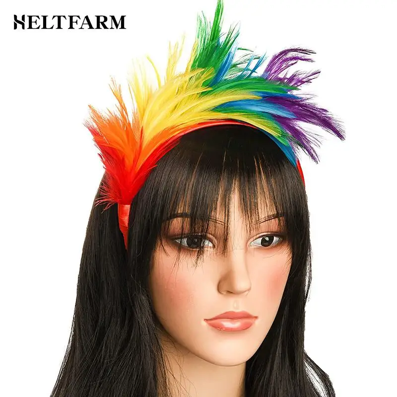 

1pcs Vintage Flapper Headpiece Woman Hair Accessories Colorful Headpiece Flapper Ostrich Feather Fancy Headband