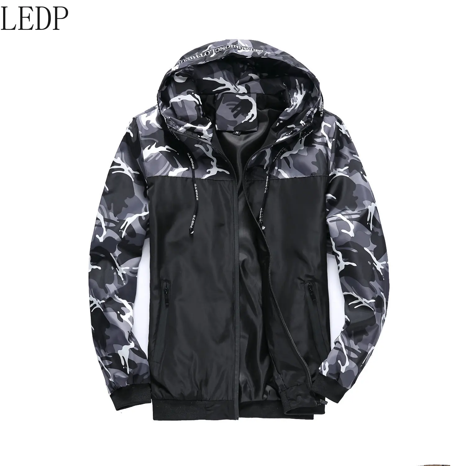 2022 Autumn and Winter New Camouflage Men's Jacket Men's Jacket Tooling Hooded New Color-Blocking Youth