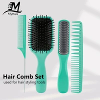 salon hair care comb set green cushion hair brush for women scalp massage hair brush barber comb set stylist styling comb set