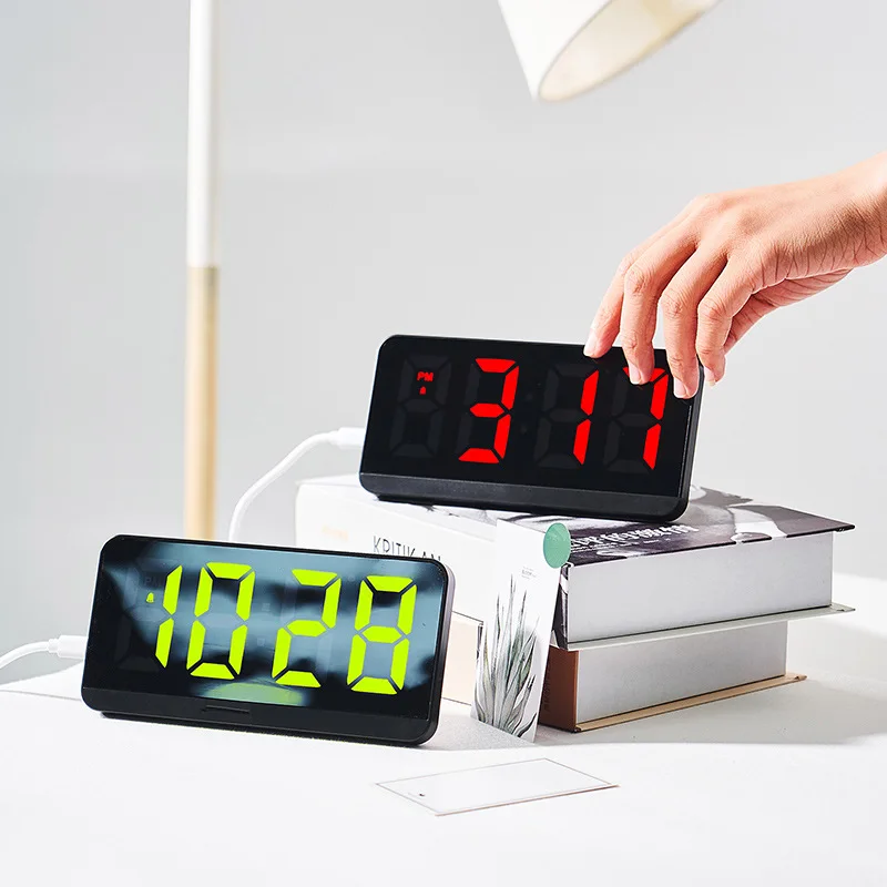 

Digital Alarm Clock RGB Color Change LED Wall Clock Wall-Mounted TemperatureTime Display Table Desktop Clock Lamp Home Decor