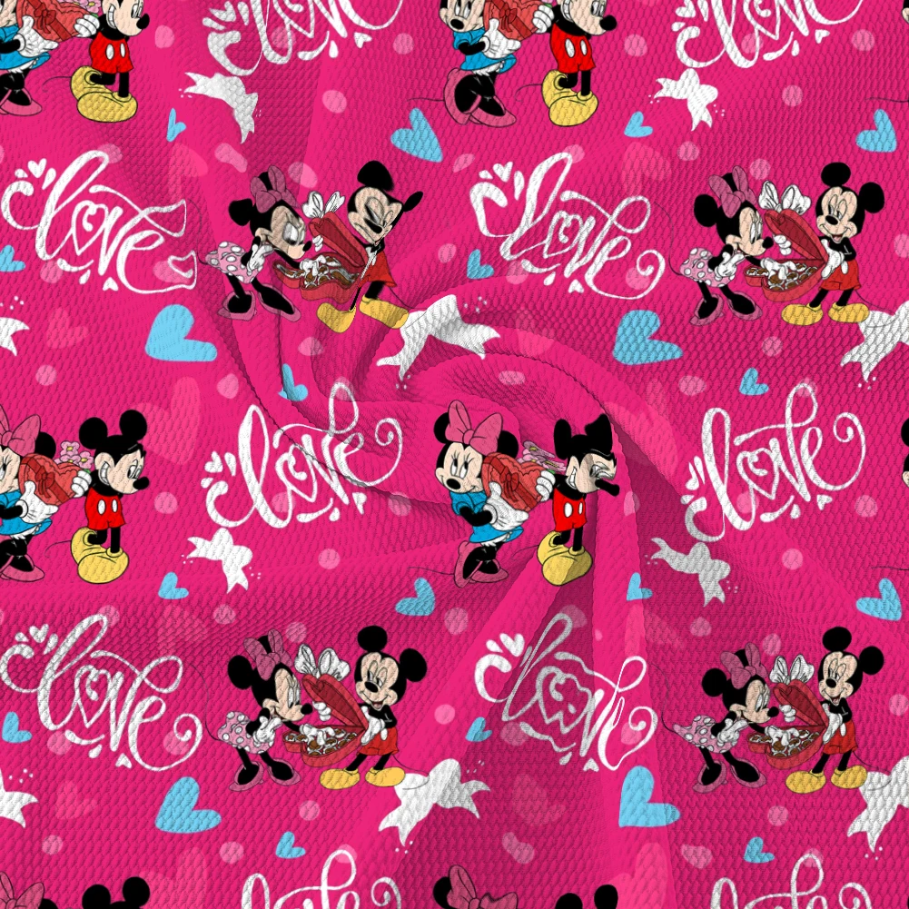 

50*145 Valentine's Day Mickey Minnie Bubble Fabric For Sewing Clothes Dress Patchwork Fabrics Tissue DIY Quilting Needlework