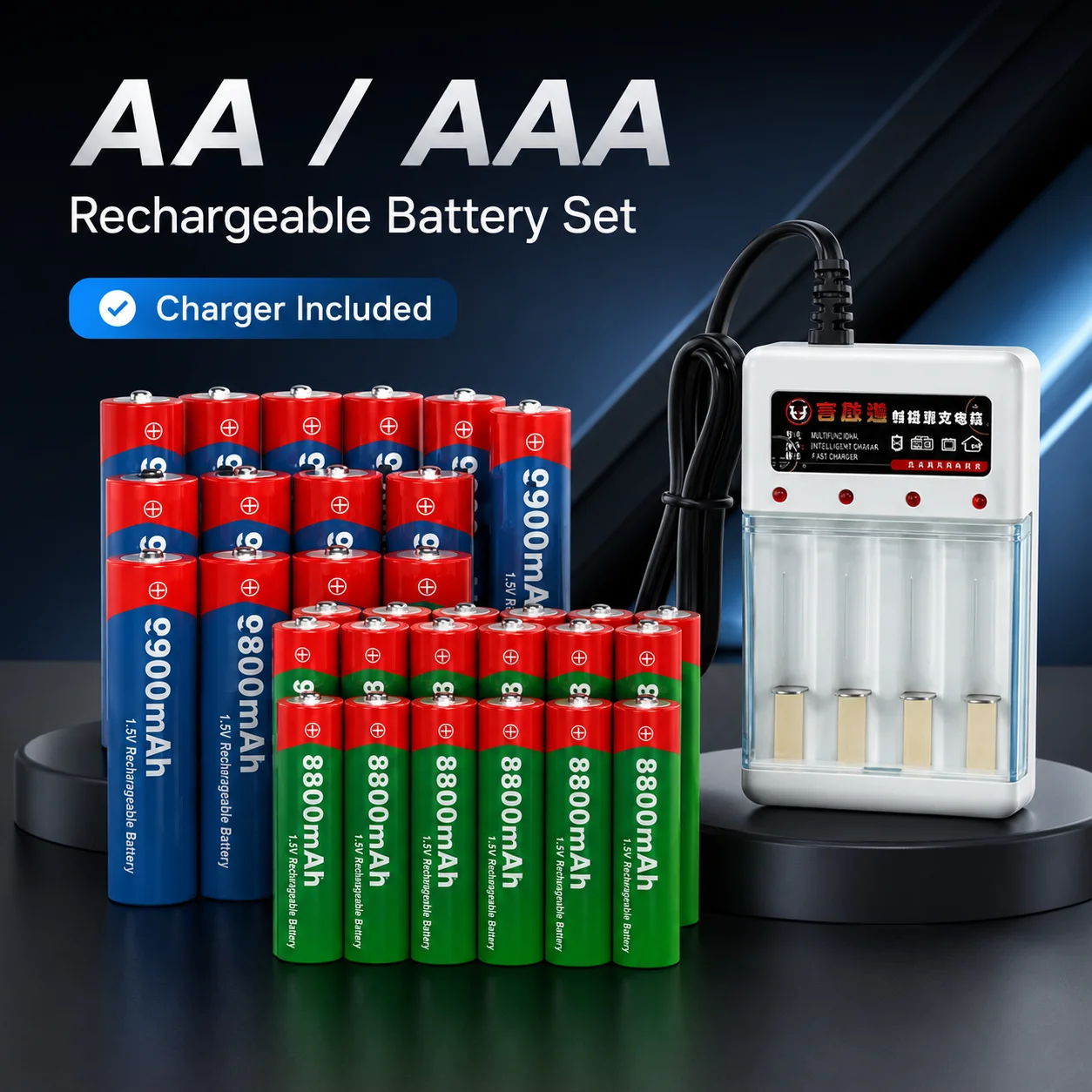 Фото Аккумуляторы 1.5V AA/AAA 8800мАч/9800мАч, перезаряжаемые, высокой емкости, для часов, мышей, компьютеров, электронных игрушек №1