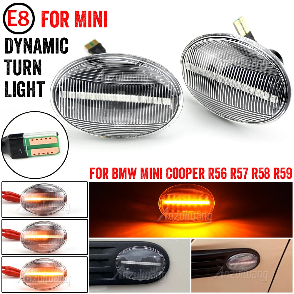 

2xFor MINI Cooper R55 R56 R57 R58 R59 2007-2013 CL-R56-LSM-SM Led Dynamic Side Marker Turn Signal Light Sequential Blinker Light