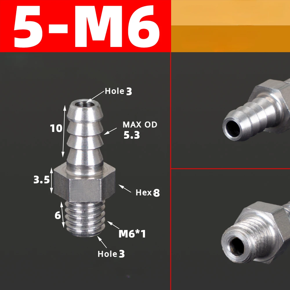 

M3 M4 M5 M6 M8 M10 M12 M14 M16 Метрическая наружная резьба до 3 4 5 6 8 10 12 мм Шланговый зазубристый ниппель Фитинг из нержавеющей стали 304 Воздух Вода Газ