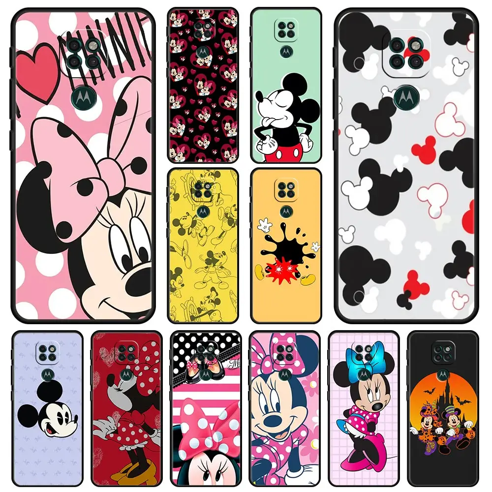 

Luxury Phone Funda for Motorola G30 One Fusion G9Play G8Power G60 Black Shell Case G Stylus Soft Cover Mouse Mickey Minnie