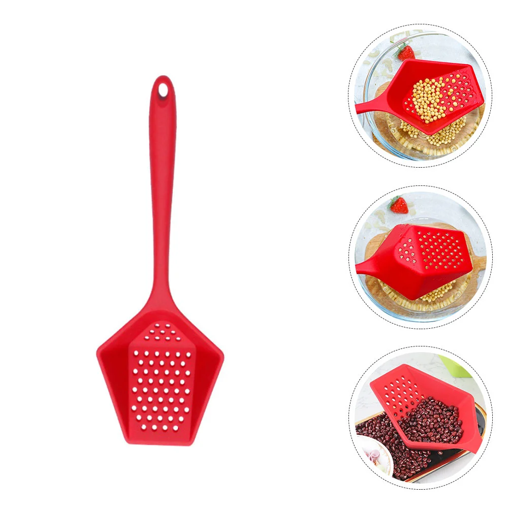 

Spoon Strainer Silicone Scoop Slotted Filter Kitchen Stick Ice Colander Wok Skimmer Non Utensils Draining Shovels Leaking Water