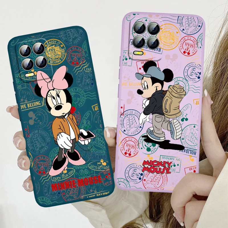 

Mickey Minnie Cute Phone Case For Realme Q3S GT 2 S7 ST S2 C25Y C21Y C11 C17 Narzo 50A 50i 30 20 Liquid Rope Funda Back Cover