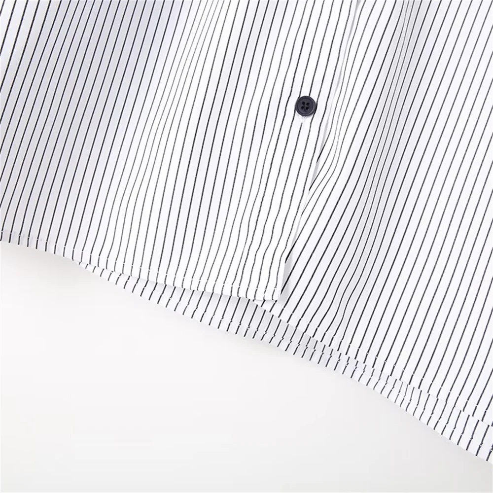 Женская однобортная рубашка в полоску с длинным рукавом