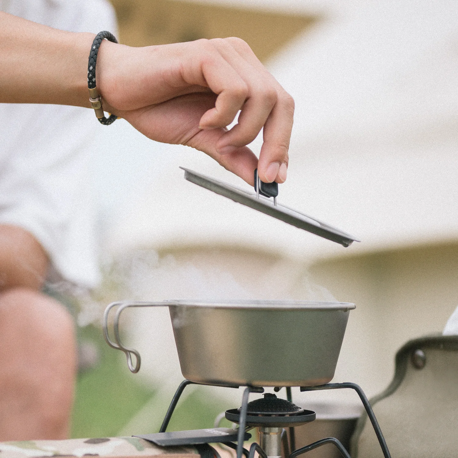 Naturehike Сверхлегкая титановая сковорода с крышкой Портативная посуда для кемпинга