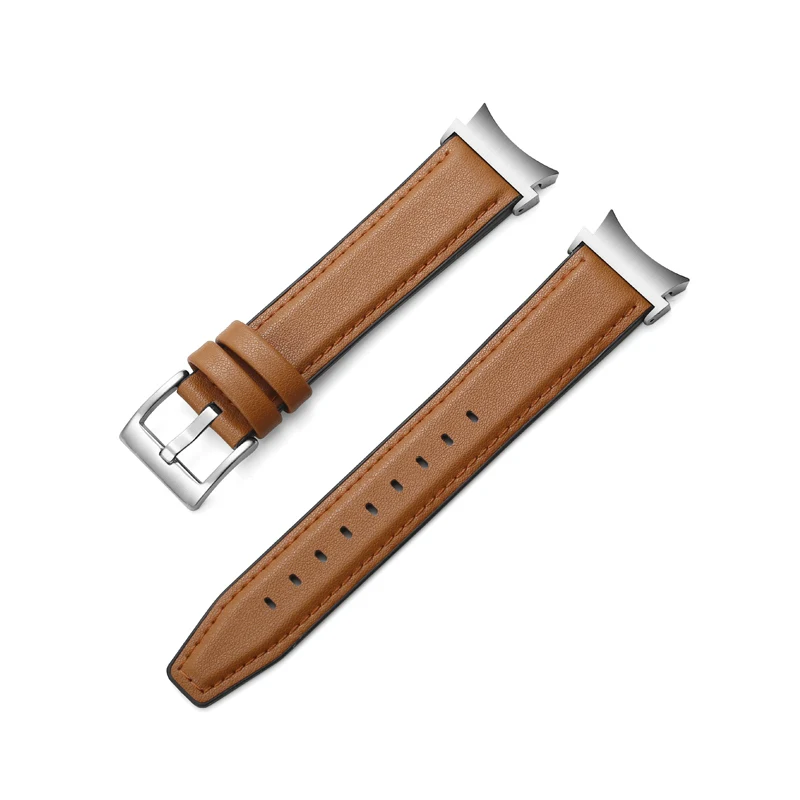 Leather Built-in Silicone Bands for Samsung Galaxy Watch 4 Band Classic 46mm 42mm/Galaxy Watch4 44mm 40mm No Gaps Bracelet Strap