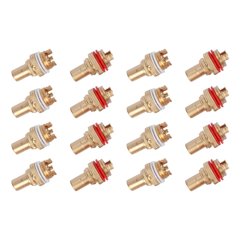 

16Pcs Red+White RCA Female Socket Chassis High Quality RCA CMC Female Connector Phono Copper Plug Amp Hifi