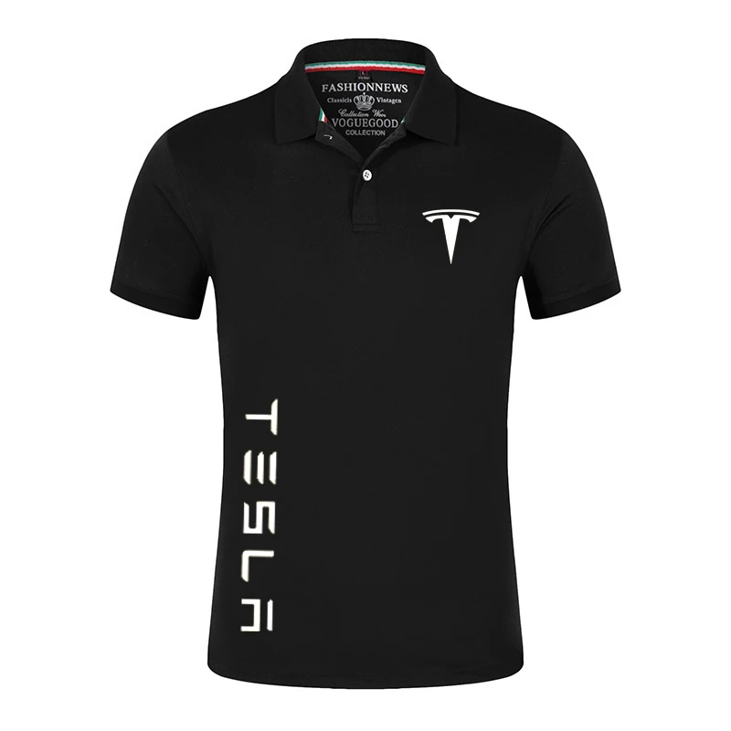 Футболка мужская летняя с логотипом Tesla Motors Классическая однотонная рубашка