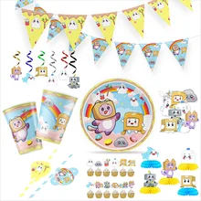 Cartoon Cute Disposable Supplies Tableware Brooch Cupcake Spiral Children Birthday Packing Baby Shower Party Decoration