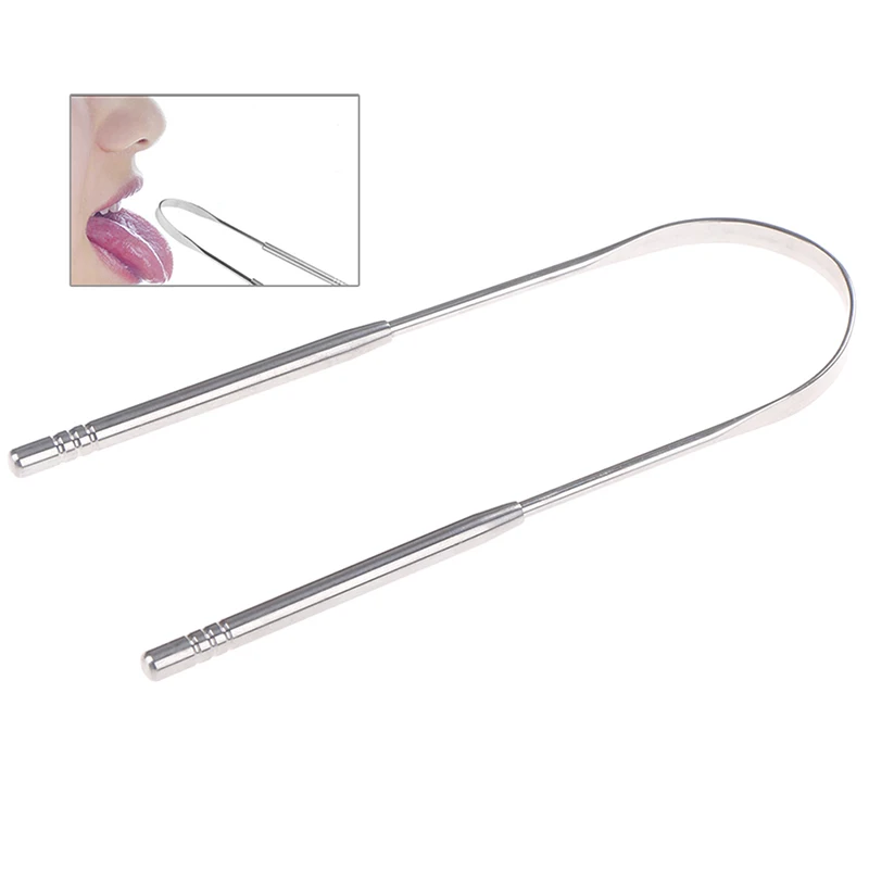1 Pc Stainless Steel Tongue Cleaner Oral Care Bad Breath Removal Tongue Scraper High Quality