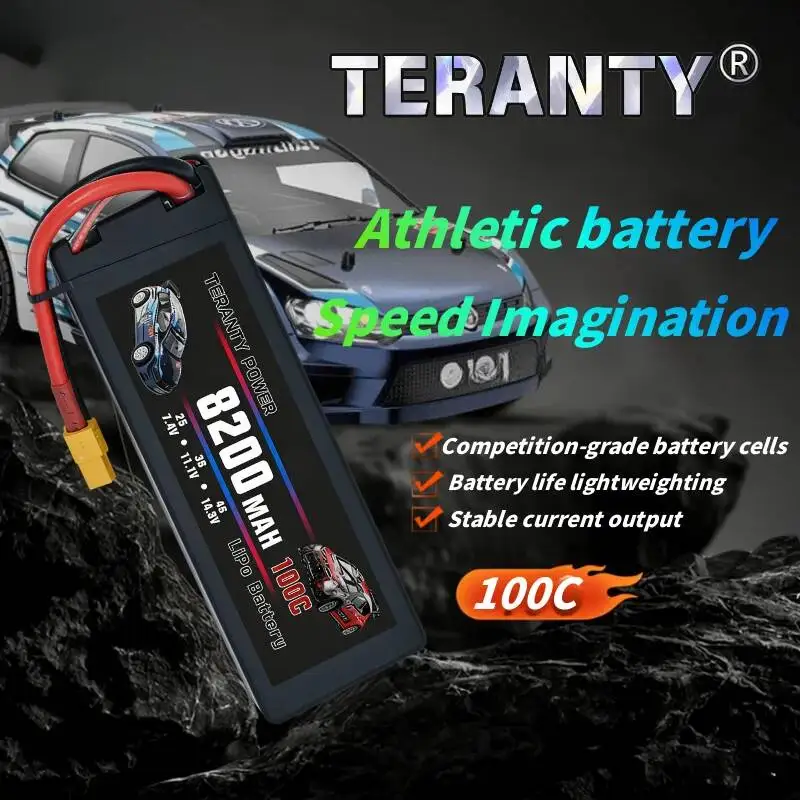 Фото Аккумулятор TERANTY 4S LiPo 14.8V/15.2V 45-150C 8200mAh с разъемом XT60 для радиоуправляемых машин, грузовиков, траков и хобби-моделей. №2