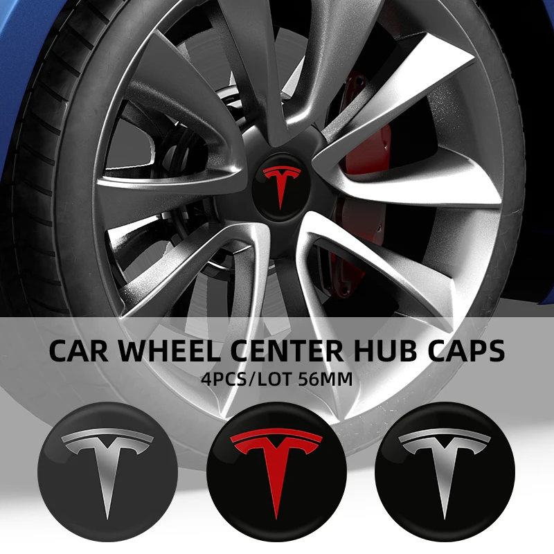 

4Pcs For Tesla Model Y 3 S X Wheel Center Caps Hub Cover Kit Decorative Tires Cap Modification Accessories Car Emblem