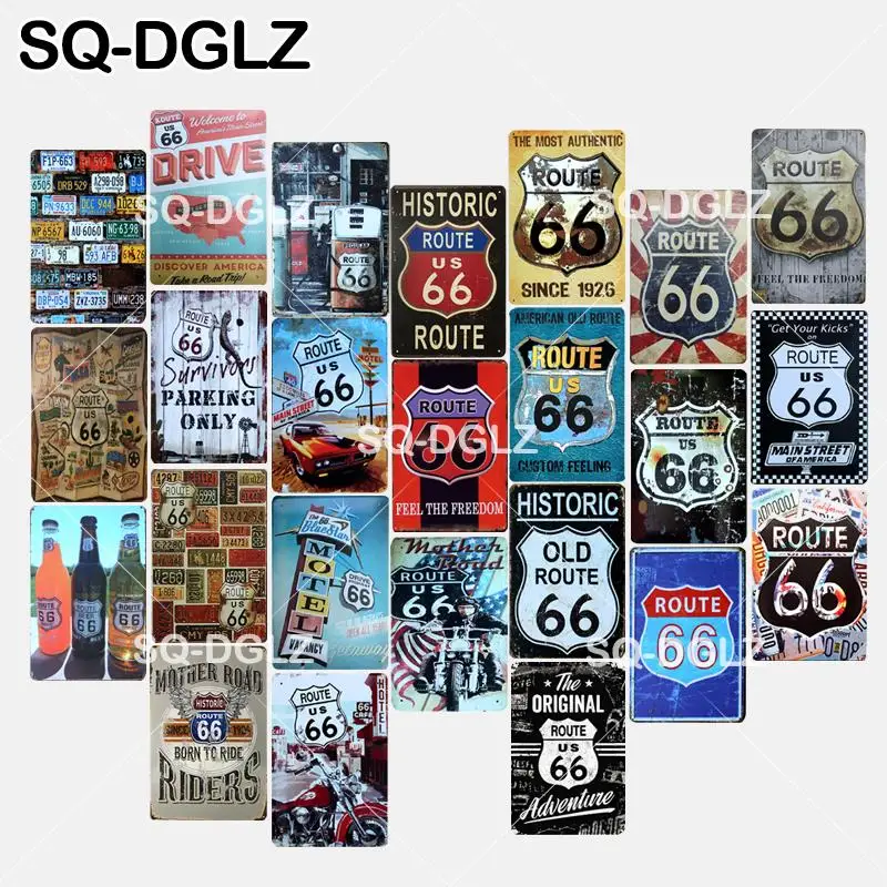 

New HISTORIC ROUTE US 66 Tin Sign DRIVE Metal Crafts MOTEL Painting Plaques Art Poster Sticker Pub Bar Man Cave Wall Decor Mural