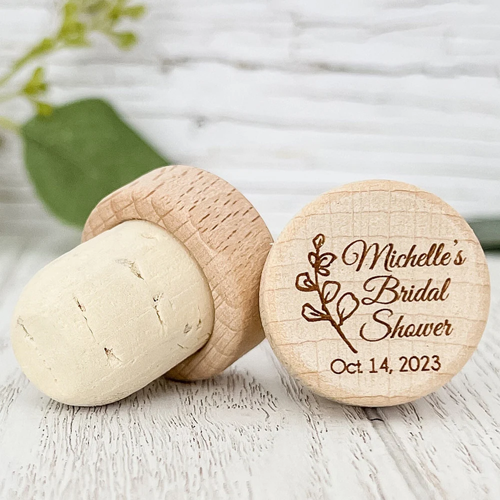 

50/100/200pcs Custom Wine Cork Stopper Wedding Party Thank You Gift In Bulk for Guests Personalized Wooden Bottle Stoppers