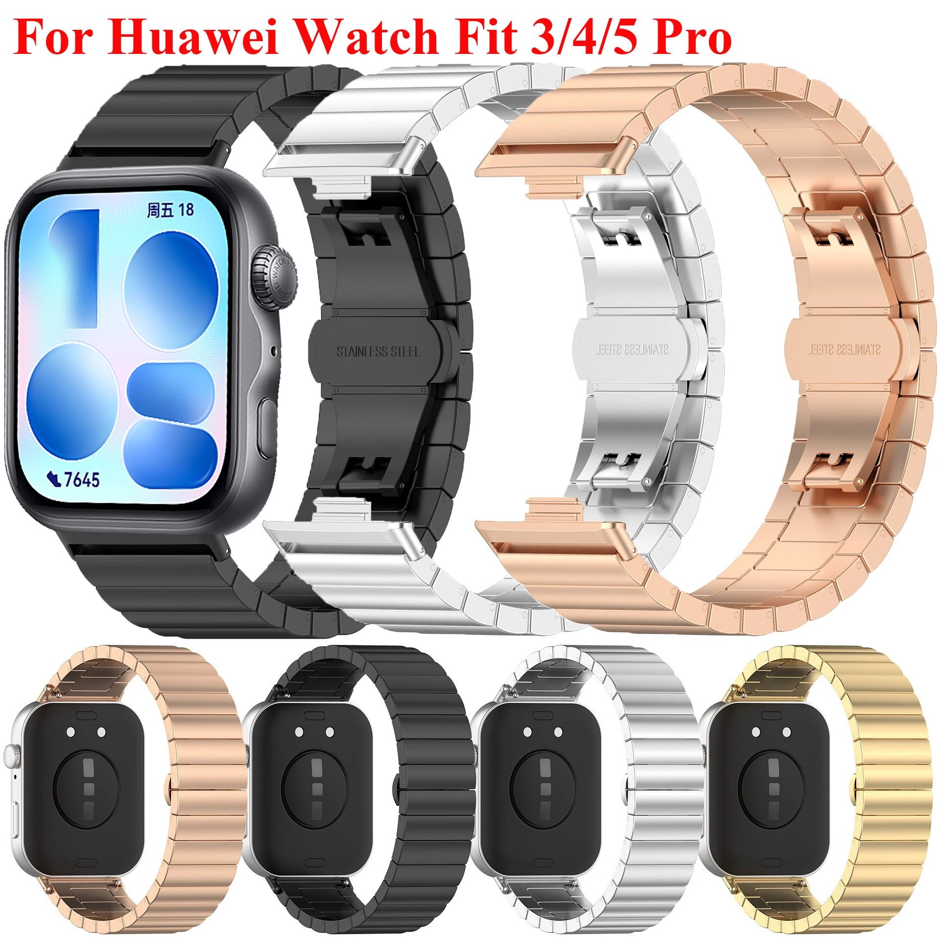 Фото Металлический ремешок для Huawei Watch Fit 5 Pro, металлический браслет из нержавеющей стали для Huawei fit3, fit4, fit4pro, fit5, fit5pro, Correa №1
