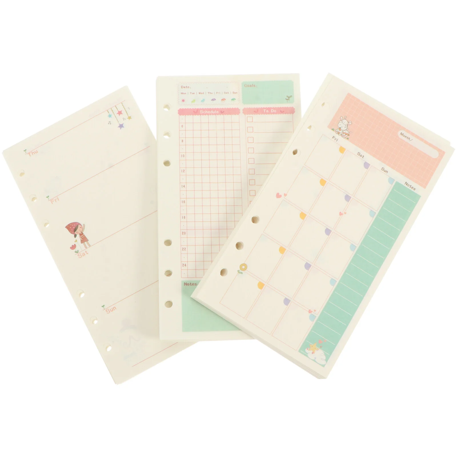 

3 Pcs Handbook Refill Schedule Notebook Core Writing Paper Notepad Papers A6 A5 Binders Replacement Supplies Planner Cores