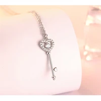 s925 sterling silver necklace necklace female heart shaped key necklace valentines day gift holiday gift