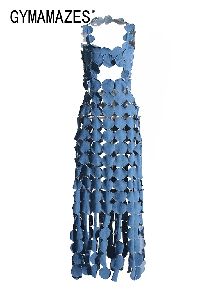 

Женское джинсовое платье без рукавов с квадратным вырезом и высокой талией