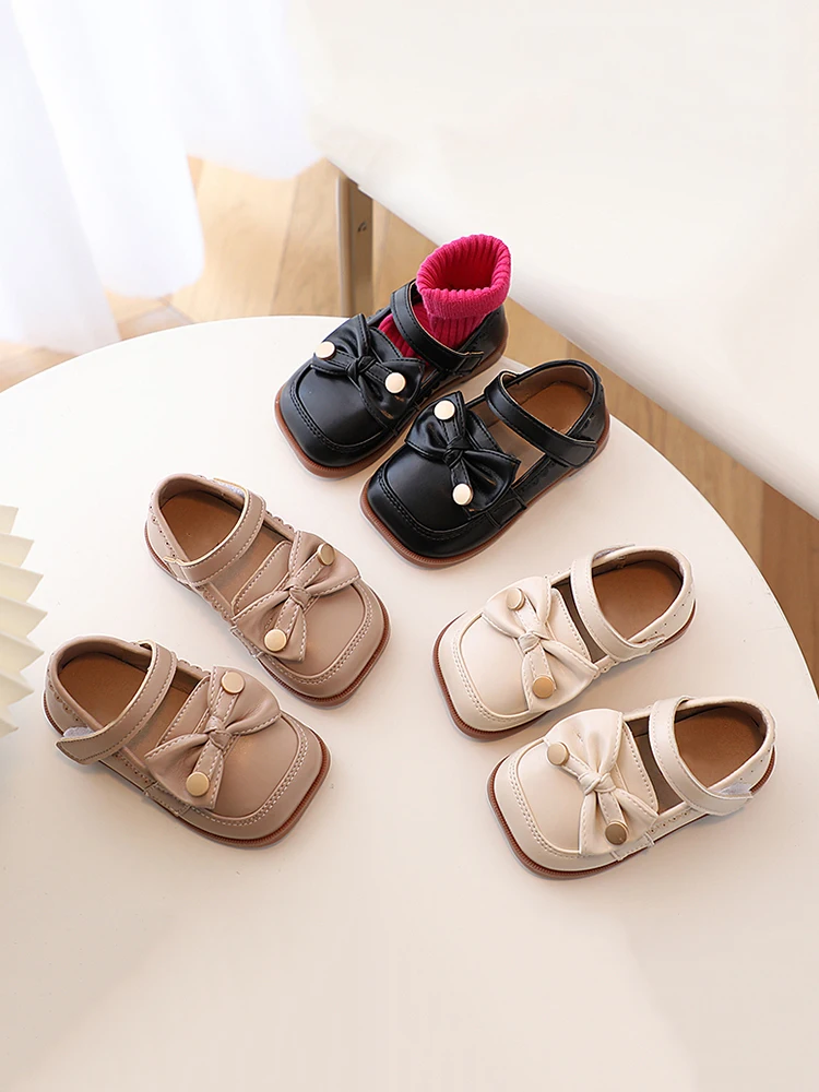 

Fashion Toddler Girls Square Toe Leather Casual Shoes Kids Baby Bow Lolita Shoes Mary Jane Shoes 1 2 3 4 5 6 Years Old Autumn