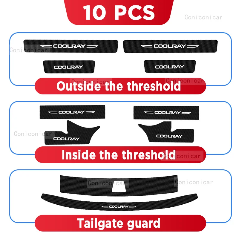 

Для GEELY COOLRAY 2021-2024 2023 Накладка на порог автомобиля педаль Декор углеродное волокно Водонепроницаемый защитный стикер аксессуары