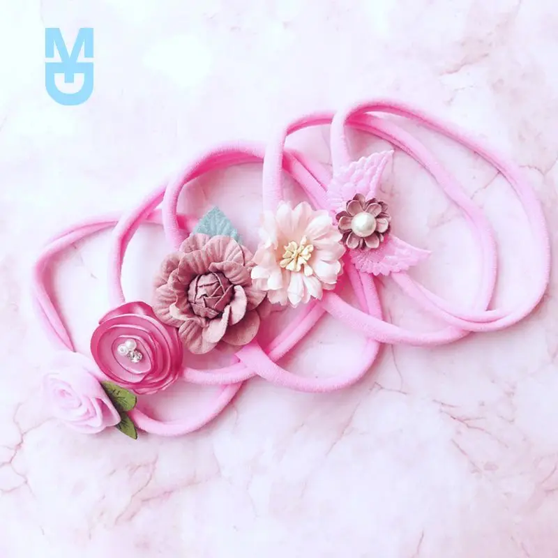 

New 5 Pcs/set Baby Hair Band Flower Shape Handmade Kids Headband Birthday Holiday Photography Props Head Jewelry Gifts