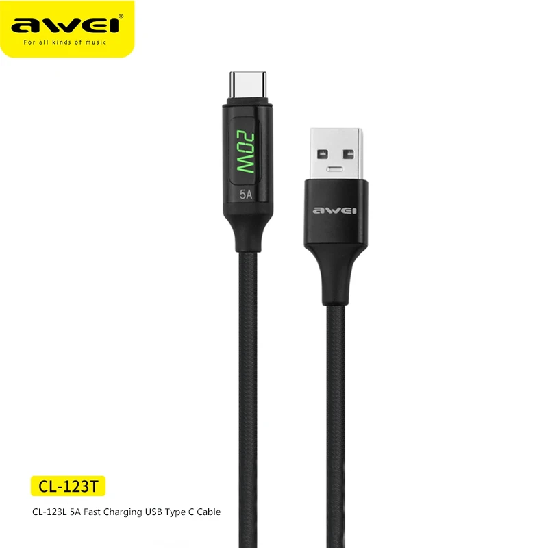 

Awei CL-123L PD 18W USB C Cable For IPhone 14 13 12 11 XR 5A Fast Charging USB Type C Date Cable For Huawei mate 40 30 Samsung