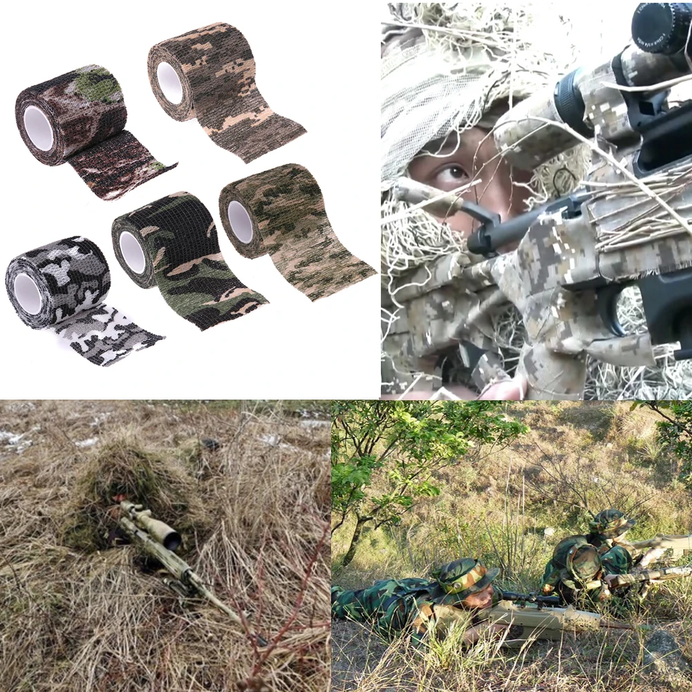 

Outdoor Hunting Equipment Disguise Self Adhesive Elastic Bandage 4.5m Elastic Wrap Tape Durable Camouflage Stealth Tape Wrap