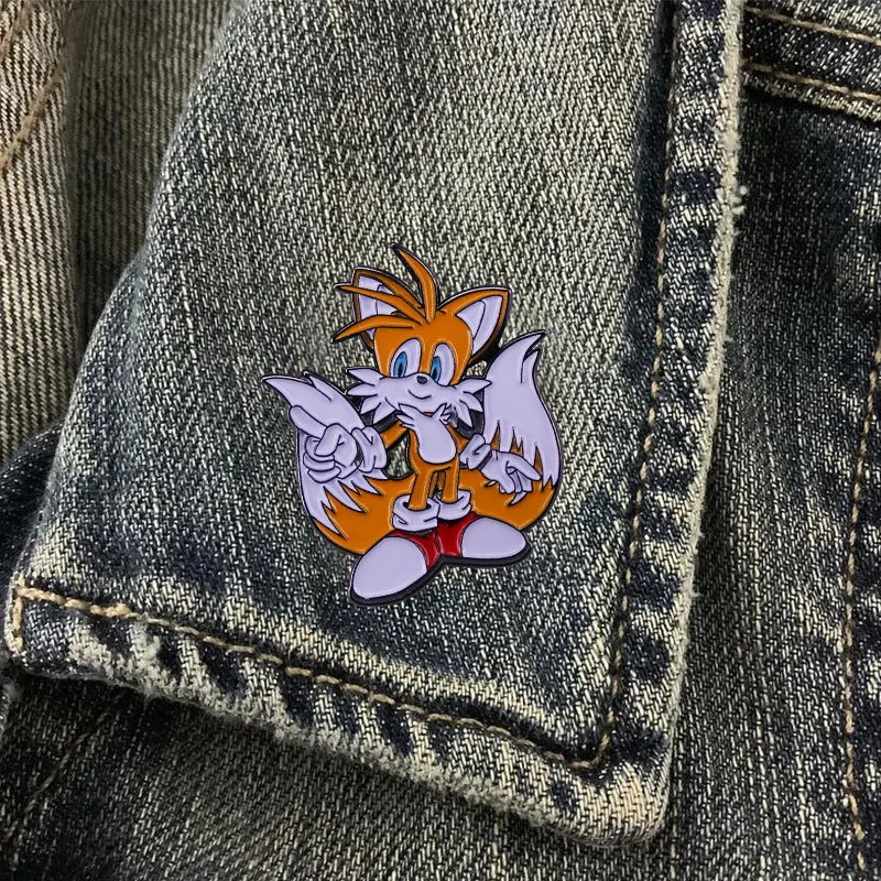Эмалированная булавка в стиле аниме с мультяшными сониками ежиками и лисьими