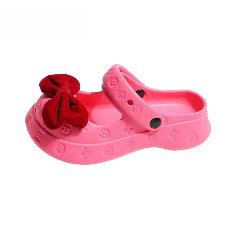 Пористая обувь с бантом 2 модели верхняя одежда полутапочки закрытым носком 02