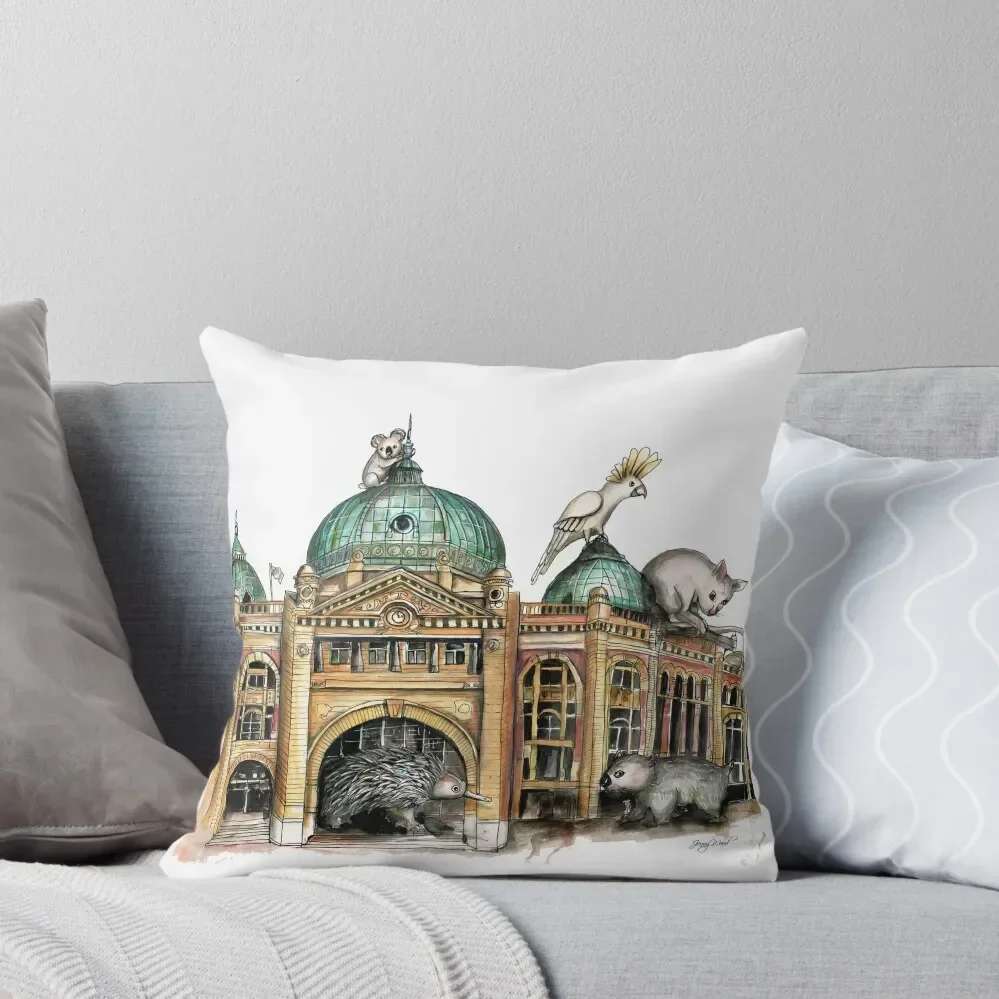 Декоративная подушка для гостиной Flinders street station Мельбурн