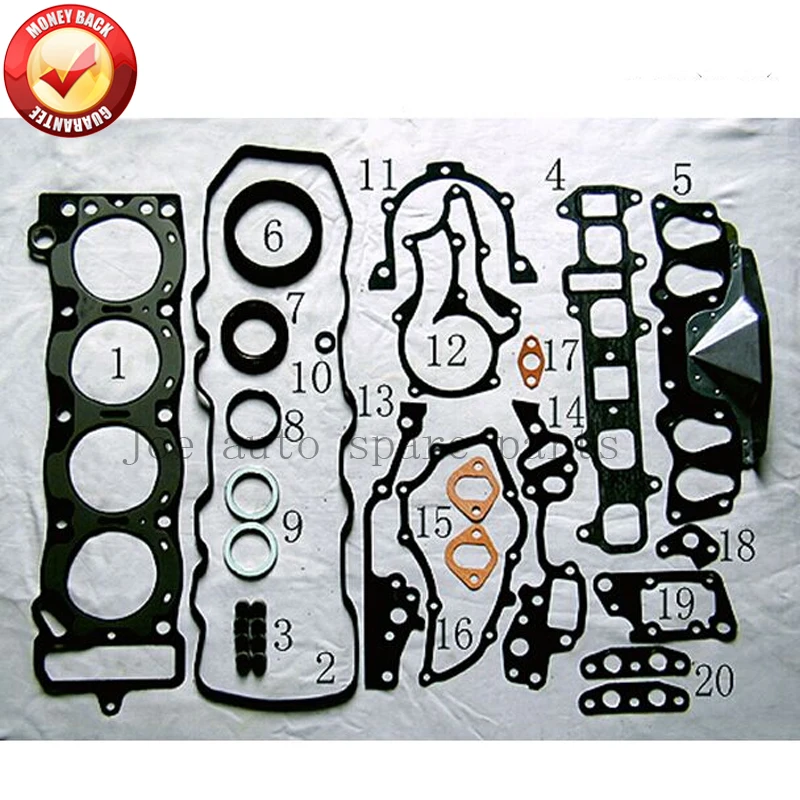 

Полный комплект прокладок для Toyota Celica coupe Cressida station wagon 2.0L 1972cc 81-85 50099000 04111-37022 Двигатель: 21R 21RU