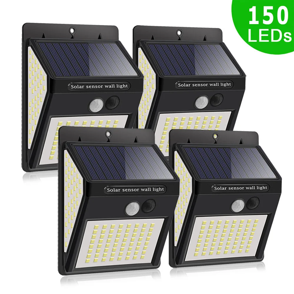 

150 LED Outdoor Solar Lamp Motion Sensor Light IP65 Waterproof Sunlight Powered Wall Lamp Decor Garden Patio Path Country Side